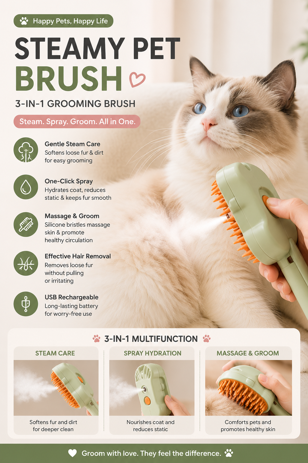 FurSpa™ Steam Grooming Brush